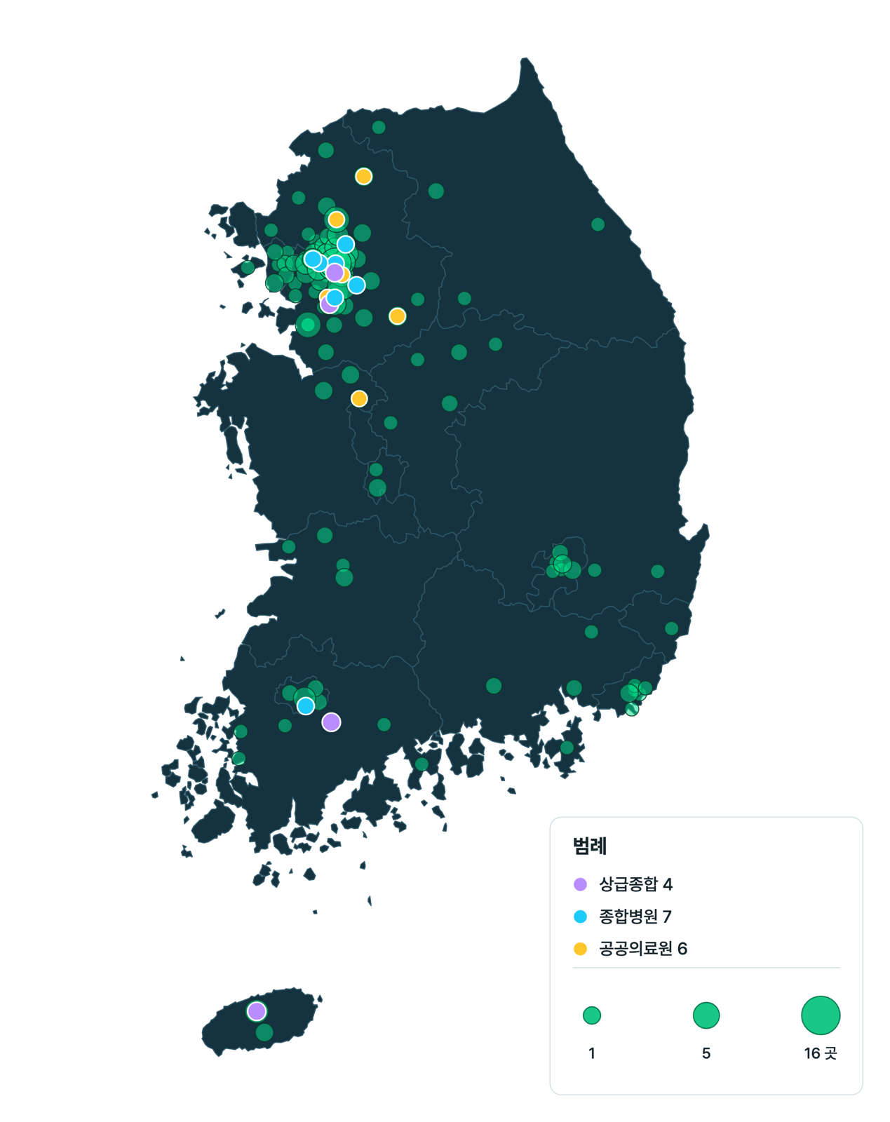 애프터눈 참여 안과 전국 분포 지도
